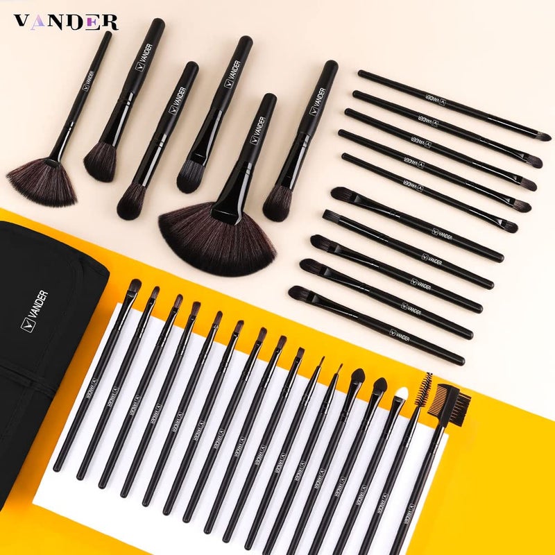 VANDER Make up Brush Set, 32Pcs Professional Premium Synthetic Brochas Para Maquillaje, Foundation Powder Concealers Eyeshadow Eyeliner Brush Travel make up brushes set (Black) - Image 5