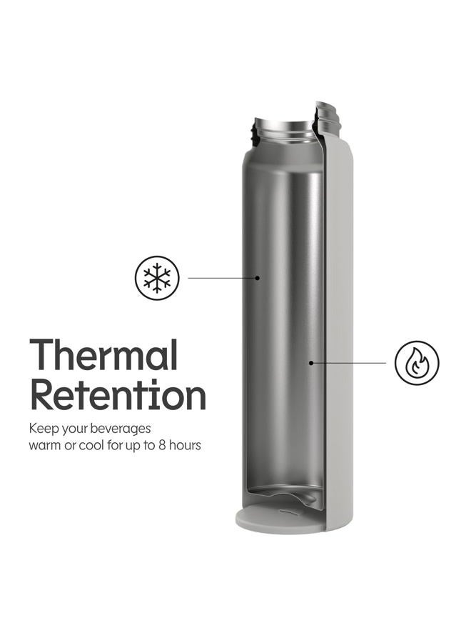 RHINOSHIELD AquaStand Magnetic Bottle 23 oz | Round Mouth Stainless Steel Insulated Water Bottle, Sport Bottle with MagSafe Compatible Handle, Tripod with Adjustable Angles, Leak Proof - Classic White - Image 4