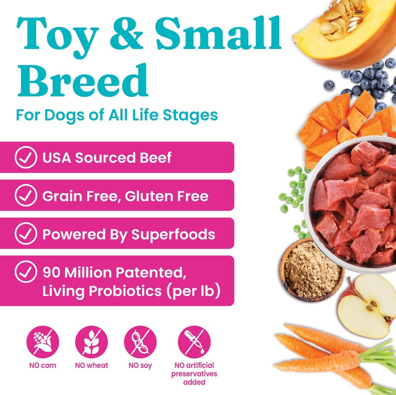 Solid Gold Toy & Small Breed Dry Dog Food Small Bites â€“ Real Beef, Grain Free, Gluten Free, High Fiber Kibble with Probiotics for Gut Health & Digestion Support â€“ Healthy Dog Food All Ages â€“ 4LB - Image 2