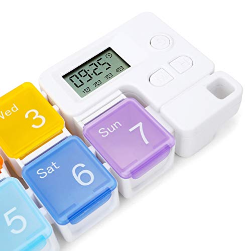 CozyCabin 7 Days Pill Dispenser Organizer with Reminder Alarm - CozyCabin Portable Travel Vitamins Medicine Box Case(Rainbow) - Image 2