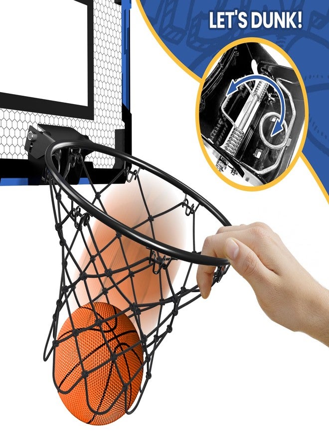QDRAGON Mini Basketball Hoop, Over The Door Indoor, with 3 Balls/Inflator/Breakaway Rim, Basketball Toy Gifts for Kids and Adults, Suit for Bedroom/Office/Outdoor, Blue - Image 4