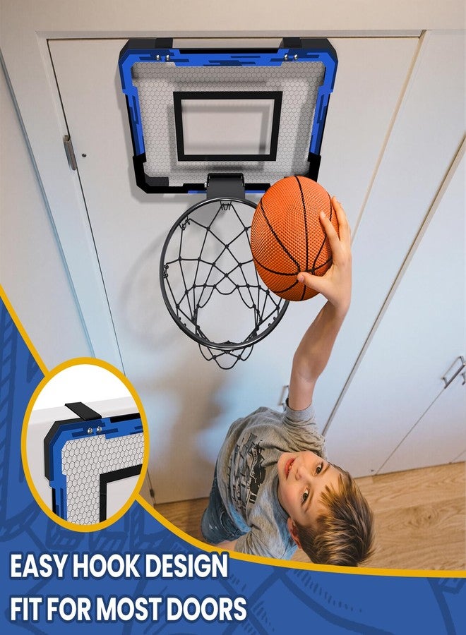 QDRAGON Mini Basketball Hoop, Over The Door Indoor, with 3 Balls/Inflator/Breakaway Rim, Basketball Toy Gifts for Kids and Adults, Suit for Bedroom/Office/Outdoor, Blue - Image 3