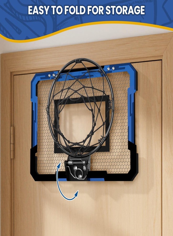QDRAGON Mini Basketball Hoop, Over The Door Indoor, with 3 Balls/Inflator/Breakaway Rim, Basketball Toy Gifts for Kids and Adults, Suit for Bedroom/Office/Outdoor, Blue - Image 5