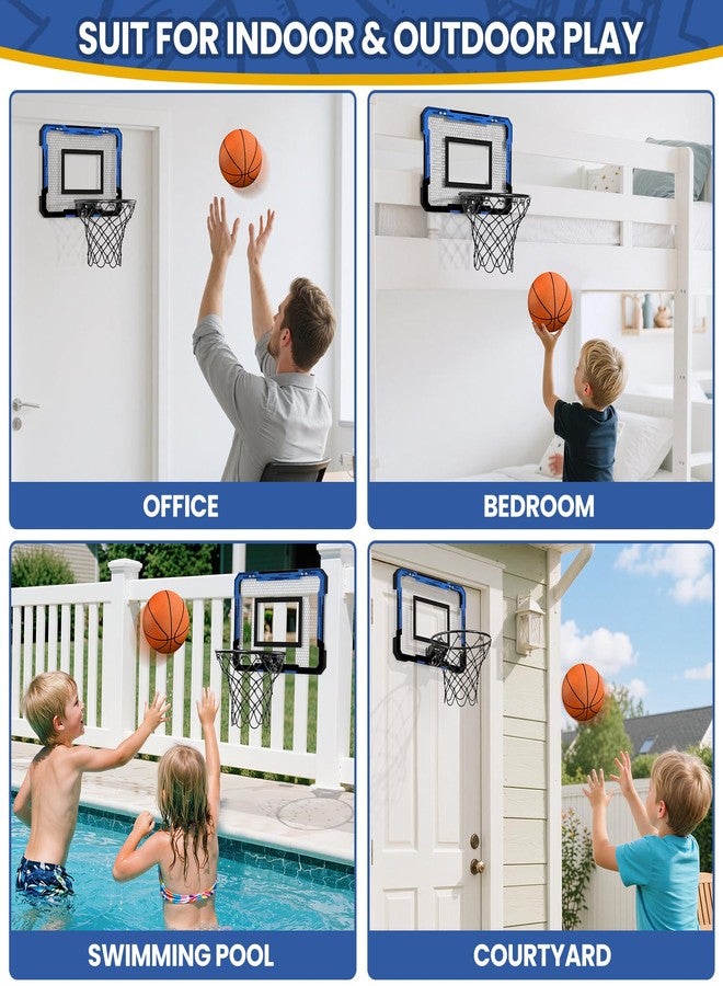 QDRAGON Mini Basketball Hoop, Over The Door Indoor, with 3 Balls/Inflator/Breakaway Rim, Basketball Toy Gifts for Kids and Adults, Suit for Bedroom/Office/Outdoor, Blue - Image 2