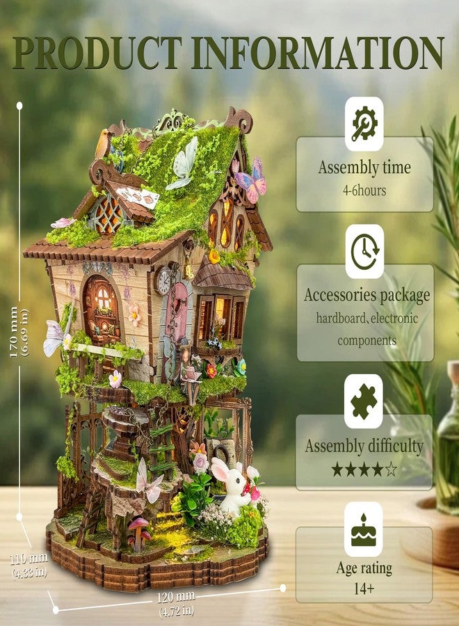 STRUCWOOD 3D Wooden Puzzle, Enchanted Forest Micro - World, DIY Miniature Kit for Adults Teens, Great for Gifting & Decor Dollhouse Kit- Rowan's Treehouser (SQ-80) - Image 4