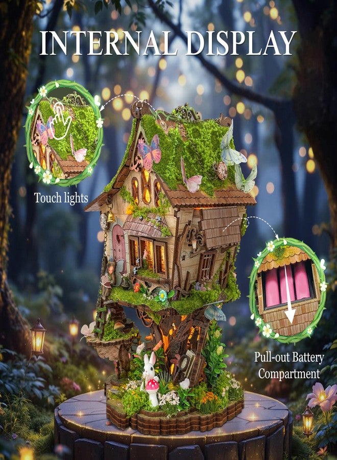 STRUCWOOD 3D Wooden Puzzle, Enchanted Forest Micro - World, DIY Miniature Kit for Adults Teens, Great for Gifting & Decor Dollhouse Kit- Rowan's Treehouser (SQ-80) - Image 2