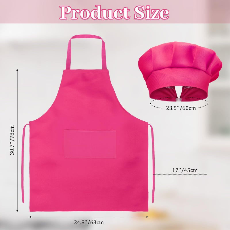 Satinior 8 Sets Apron Chef Hat Set Adjustable Chef Hat And Apron With Pockets Set For Adult Women Men Cook (Classic Colors) - Image 2