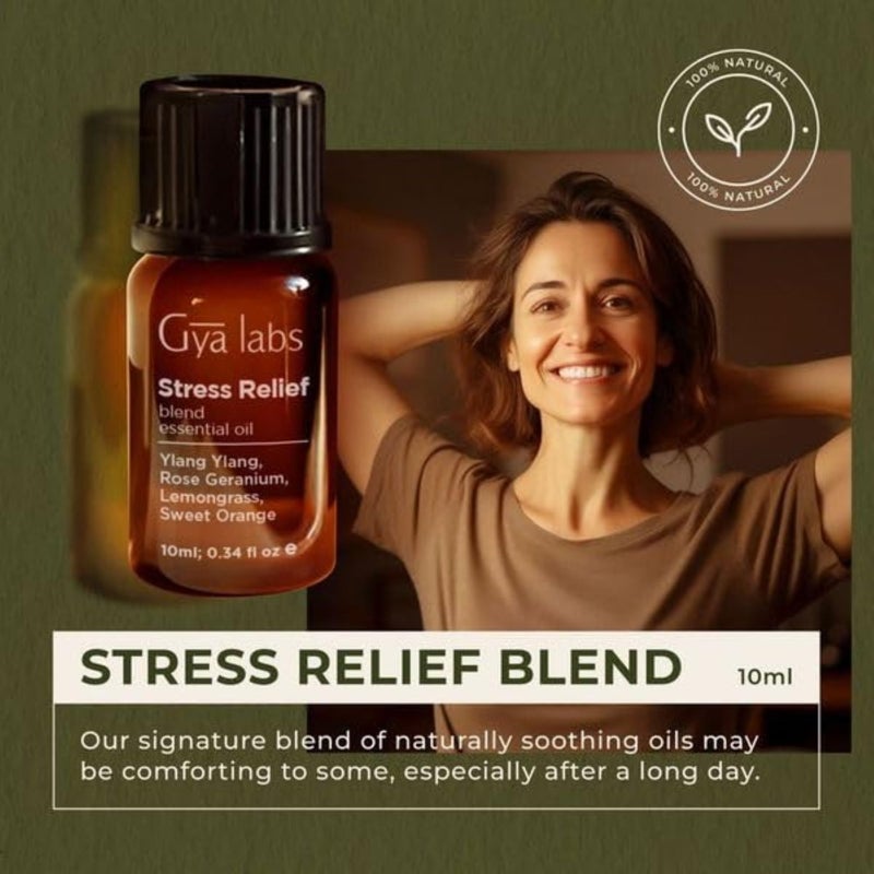 Gya Labs Stress Relief Essential Oil Blend for Diffuser & Aromatherapy - 100% Pure Natural Stress Relief Oils for Calming Diffusion, Soothing & Self-Care (0.34 Fl Oz) - Image 2