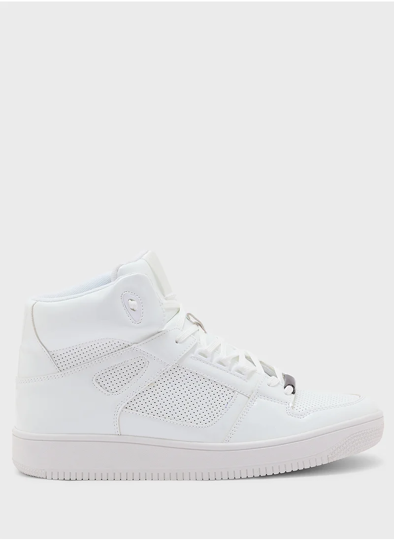 سفنتي فايف Patent Perforated Streetwear High Top Sneakers