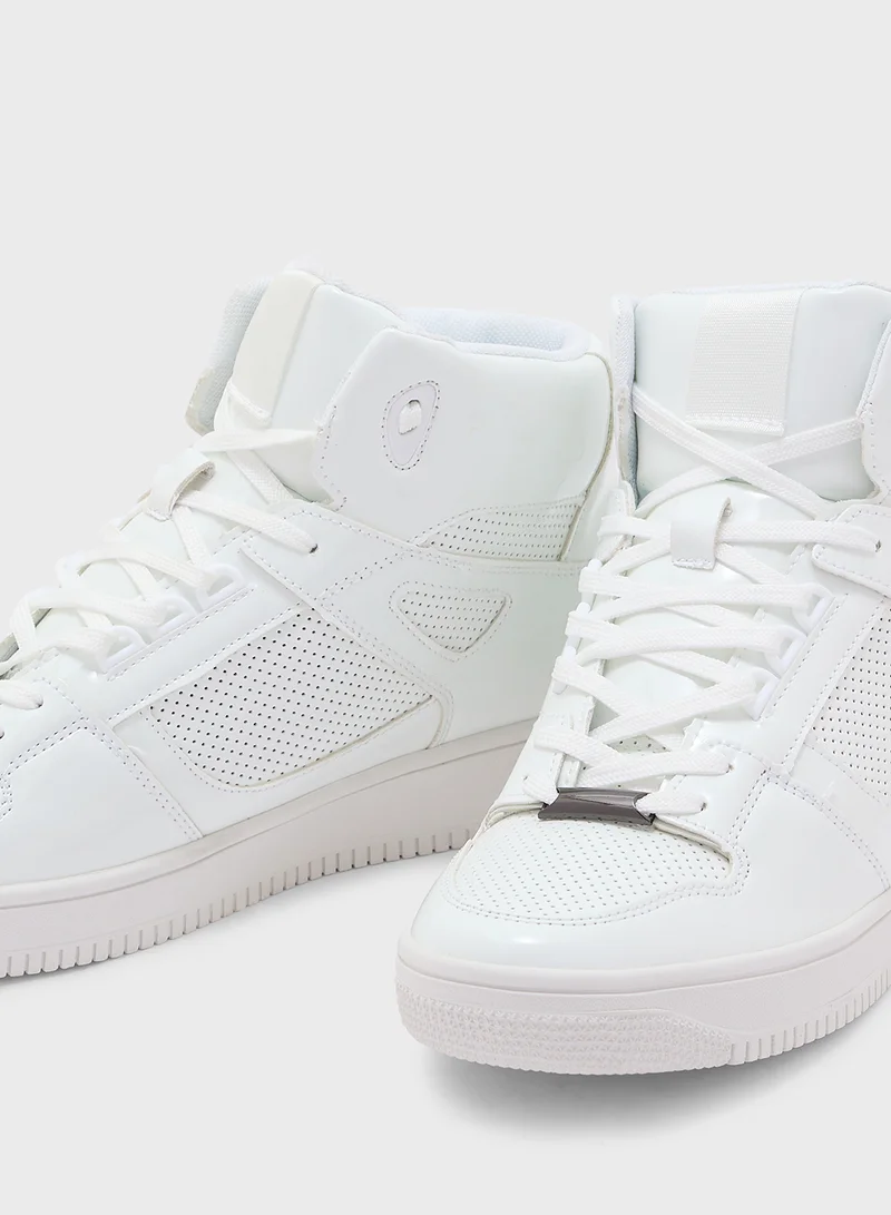 سفنتي فايف Patent Perforated Streetwear High Top Sneakers