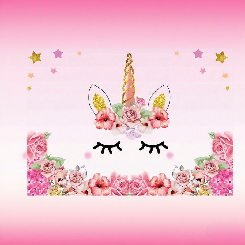 1.5* 2.1m/5* 7ft Birthday Party Photography Background Pink Flower Cartoon Unicorn Kid Baby Infant Girl Backdrop Photo Studio Pros - Image 5