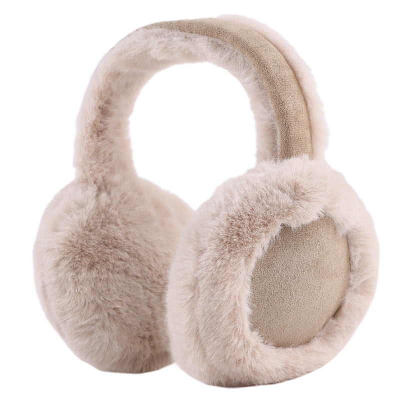 Zsedrut Winter Women Earmuff Foldable Ear Warmer Fluffy Ear Cover Warm Outdoor (Tan) - Image 1