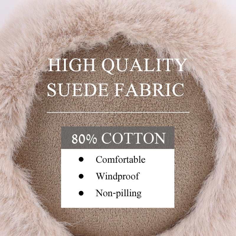 Zsedrut Winter Women Earmuff Foldable Ear Warmer Fluffy Ear Cover Warm Outdoor (Tan) - Image 2