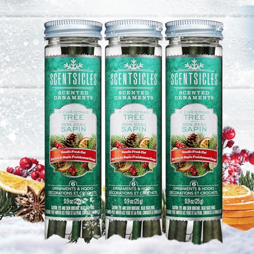Scentsicles O Christmas Tree Scented Christmas Ornaments with Hooks - 3 Bottles (18 Sticks Total) - Image 2