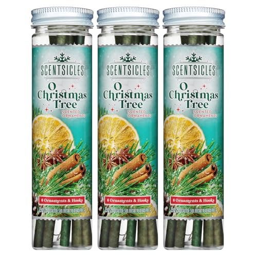 Scentsicles O Christmas Tree Scented Christmas Ornaments with Hooks - 3 Bottles (18 Sticks Total) - Image 1