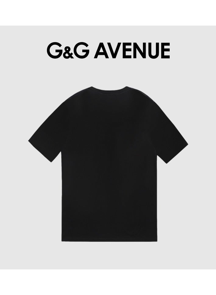 G&G AVENUE Heavy cotton fabric Men's cotton washed black T-shirt Oversized fitting men's and women's universal short sleeved fashionable hip-hop long round neck T-shirt  - Image 3