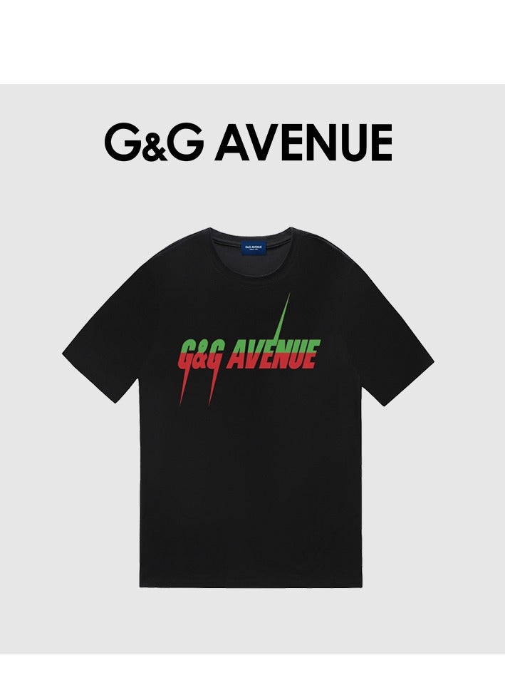 G&G AVENUE Heavy cotton fabric Men's cotton washed black T-shirt Oversized fitting men's and women's universal short sleeved fashionable hip-hop long round neck T-shirt  - Image 2