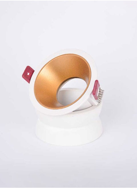 Single aluminium spot light frame 7.5 cm white with matte golden reflection D-502