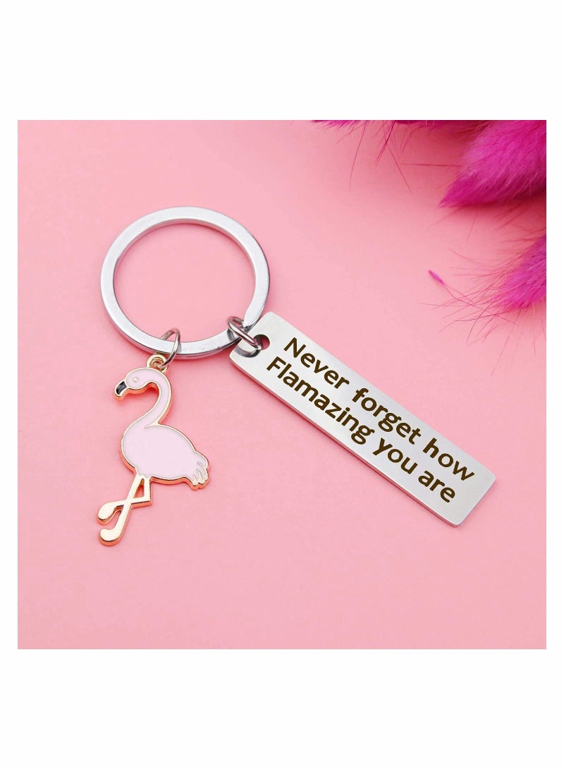 SYOSI Flamingo Keychain Never Forget How Flamazing You are Keychain Flamingo Lover Jewelry Gift for Family BFF Animal Lovers - Image 3