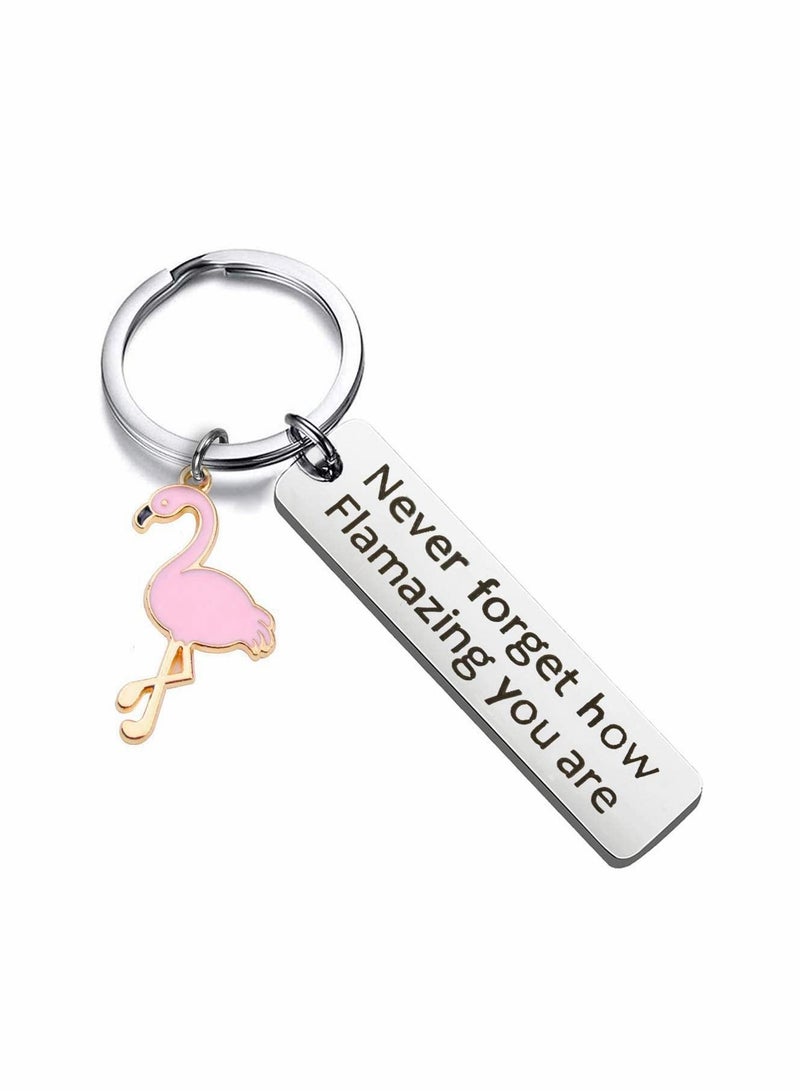 SYOSI Flamingo Keychain Never Forget How Flamazing You are Keychain Flamingo Lover Jewelry Gift for Family BFF Animal Lovers - Image 1