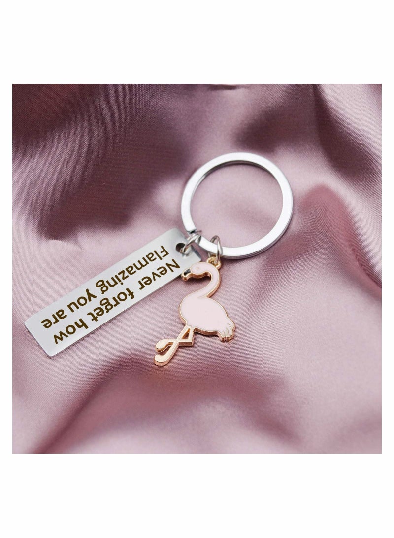 SYOSI Flamingo Keychain Never Forget How Flamazing You are Keychain Flamingo Lover Jewelry Gift for Family BFF Animal Lovers - Image 2