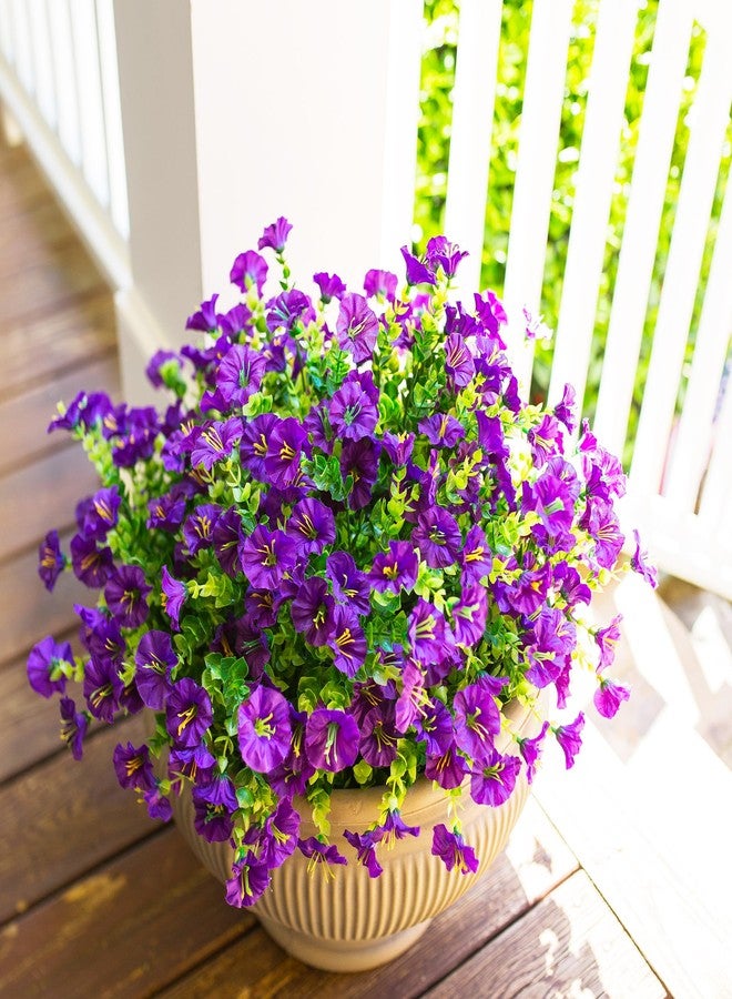 HyeFlora Artificial Fake Outdoor Flowers Plants for Spring Summer Outside Porch Decoration, 12 Bundles Faux Silk Morning Glory UV Sun Resistant Realistic for Front Door Patio Yard - Image 3