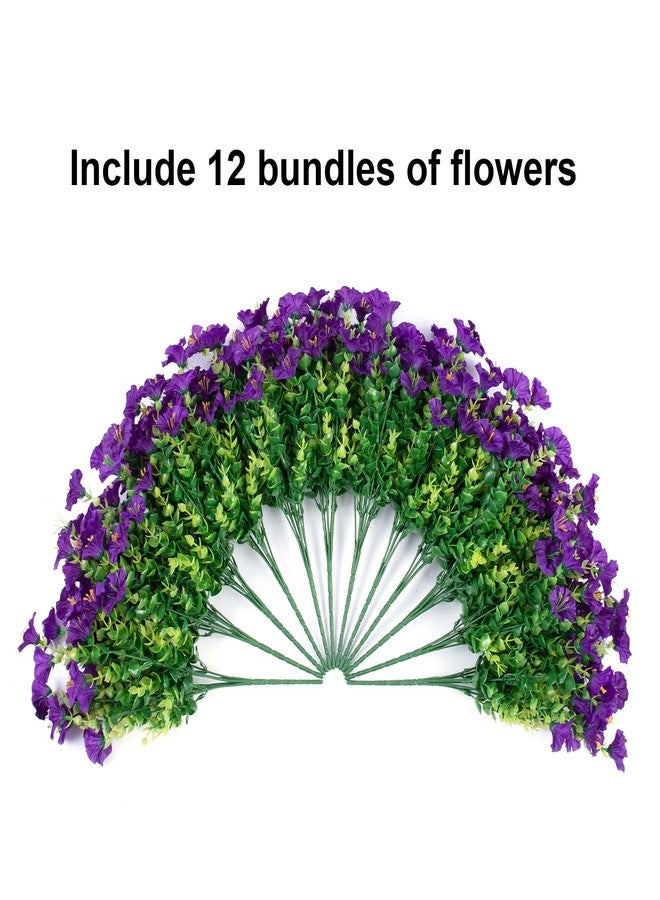 HyeFlora Artificial Fake Outdoor Flowers Plants for Spring Summer Outside Porch Decoration, 12 Bundles Faux Silk Morning Glory UV Sun Resistant Realistic for Front Door Patio Yard - Image 4