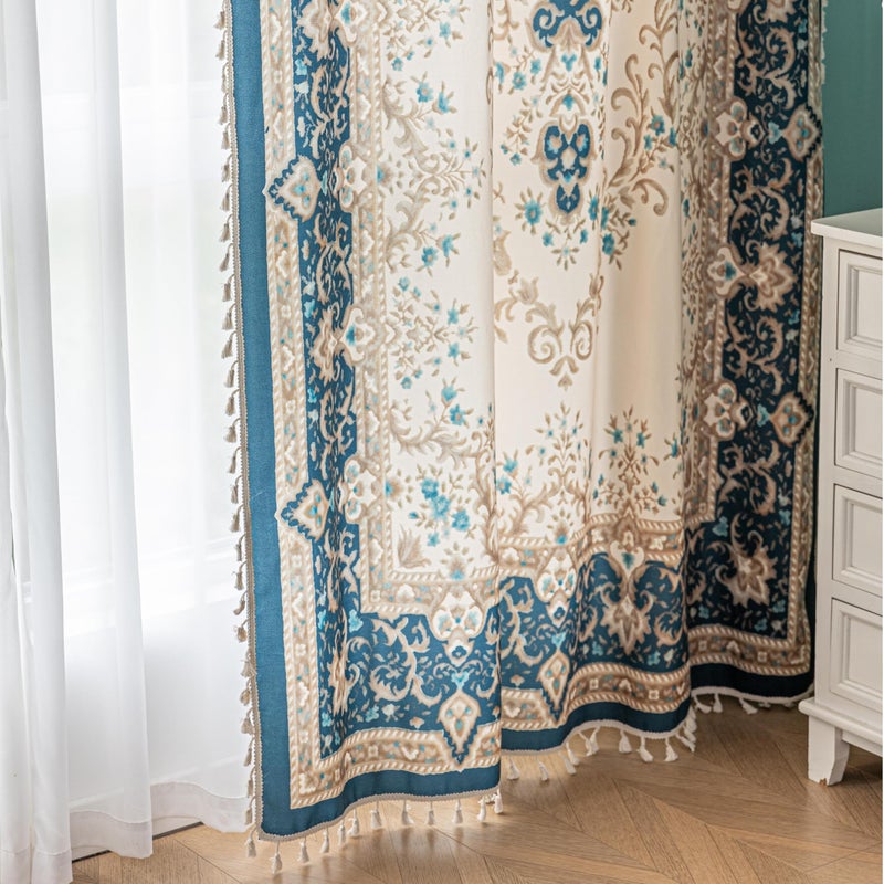 Erbnaryx Popular Handicrafts Printed Curtains for Living Room 84 Inches Long Indian Hippie Bohemian Curtains Rod Pocket Light Filtering 2 Panels, Navy - Image 3