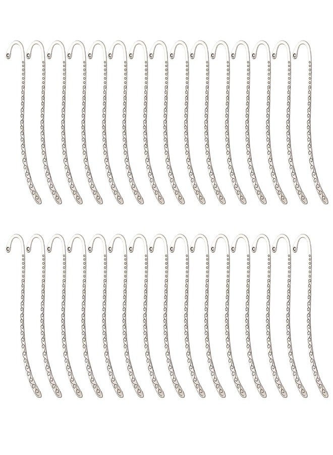 Ragyzity 30pcs Tibetan Silver Unique Carved Bookmark Hooks - Antique Style Retro Metal Page Clips, Handcrafted Book Accessories for Book Lovers (85mm) - Image 1