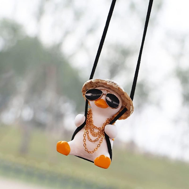 MENGSOOD Car Hanging Ornament,Little Tree Man Rear View Mirror Pendant Decoration,Mirror Hanging Car Interior Accessories for Car Rear View Mirror, Gardening Hanging (Yellow Duck) - Image 2
