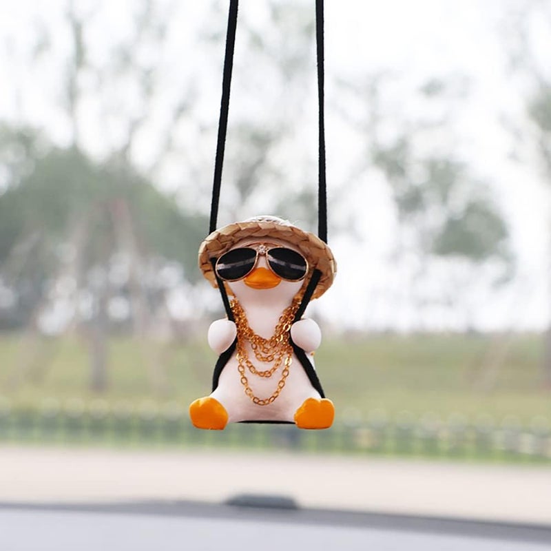 MENGSOOD Car Hanging Ornament,Little Tree Man Rear View Mirror Pendant Decoration,Mirror Hanging Car Interior Accessories for Car Rear View Mirror, Gardening Hanging (Yellow Duck) - Image 3