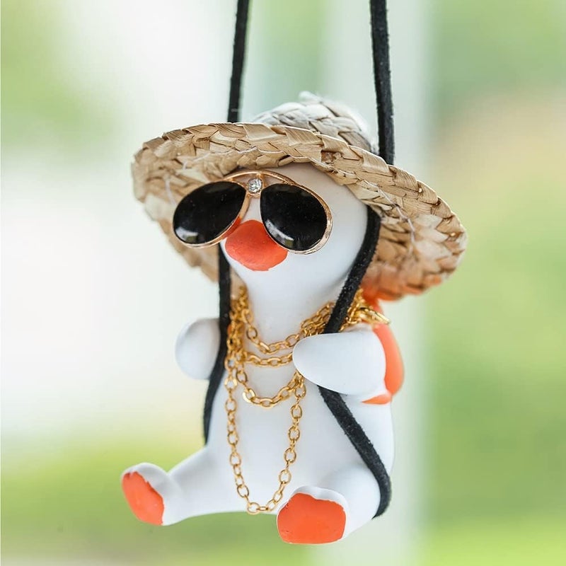 MENGSOOD Car Hanging Ornament,Little Tree Man Rear View Mirror Pendant Decoration,Mirror Hanging Car Interior Accessories for Car Rear View Mirror, Gardening Hanging (Yellow Duck) - Image 4