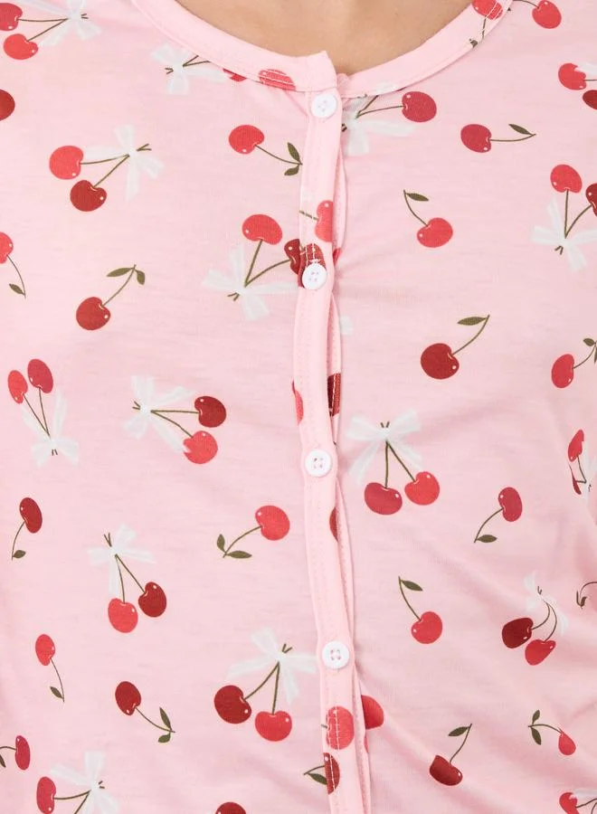 Styli Styli All Over Print T-Shirt and Pyjama Set