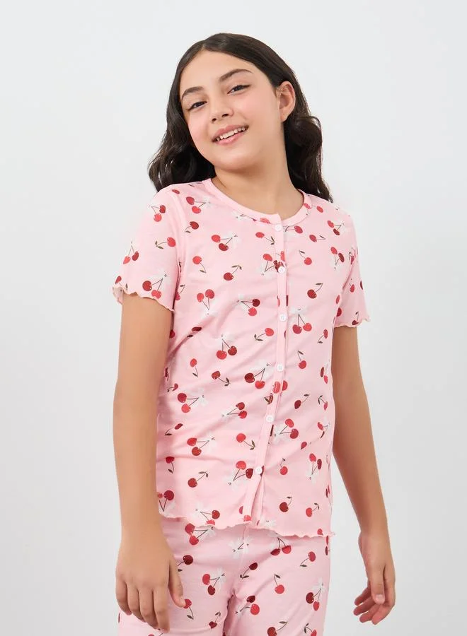 Styli Styli All Over Print T-Shirt and Pyjama Set