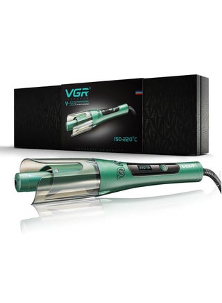Professional Automatic Hair Curler V-583, LED digital display for precise temperature display (150° to 220°), Ceramic surface with thermal protection technology to reduce damage, Auto-rotate left and right function, Suitable for all hair types, Stylish and comfortable design with 360° swivel cord green