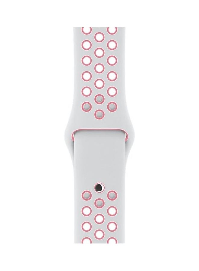 BGM Silicone Replacement Band For Apple Watch Series 6/SE/5/4 44mm And 3/2/1 42mm White/Pink - Image 3