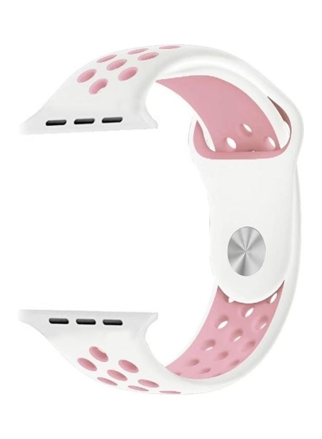 BGM Silicone Replacement Band For Apple Watch Series 6/SE/5/4 44mm And 3/2/1 42mm White/Pink - Image 4