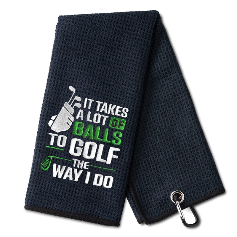 DYJYBMY It Takes A Lot of Ball Funny Golf Towel Embroidered Golf Towels for Golf Bags with Clip Mens Golf Accessories Fathers Day Birthday Retirement Gifts for Golf Fan Dad