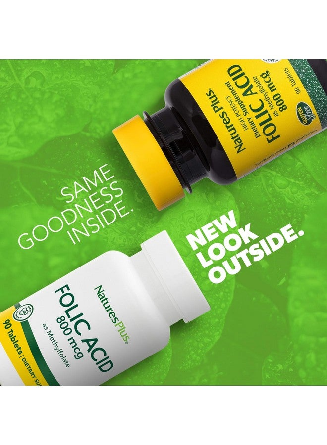 NaturesPlus Natures Plus Folic Acid (Methylfolate) - 800 mcg, 90 Vegan Tablets - Supports Healthy Tissue Growth - Vegetarian, Gluten-Free - 90 Servings - Image 2