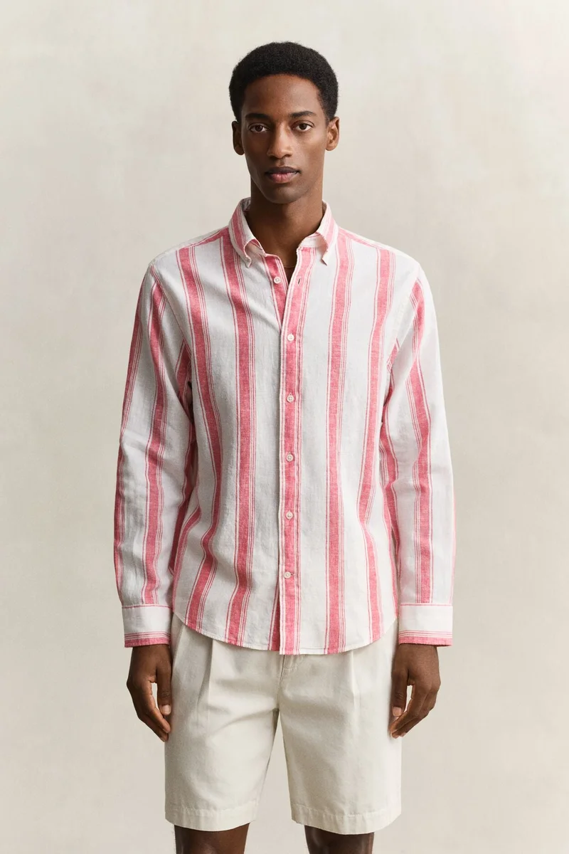 غانت Regular Cotton Linen Stripe Shirt