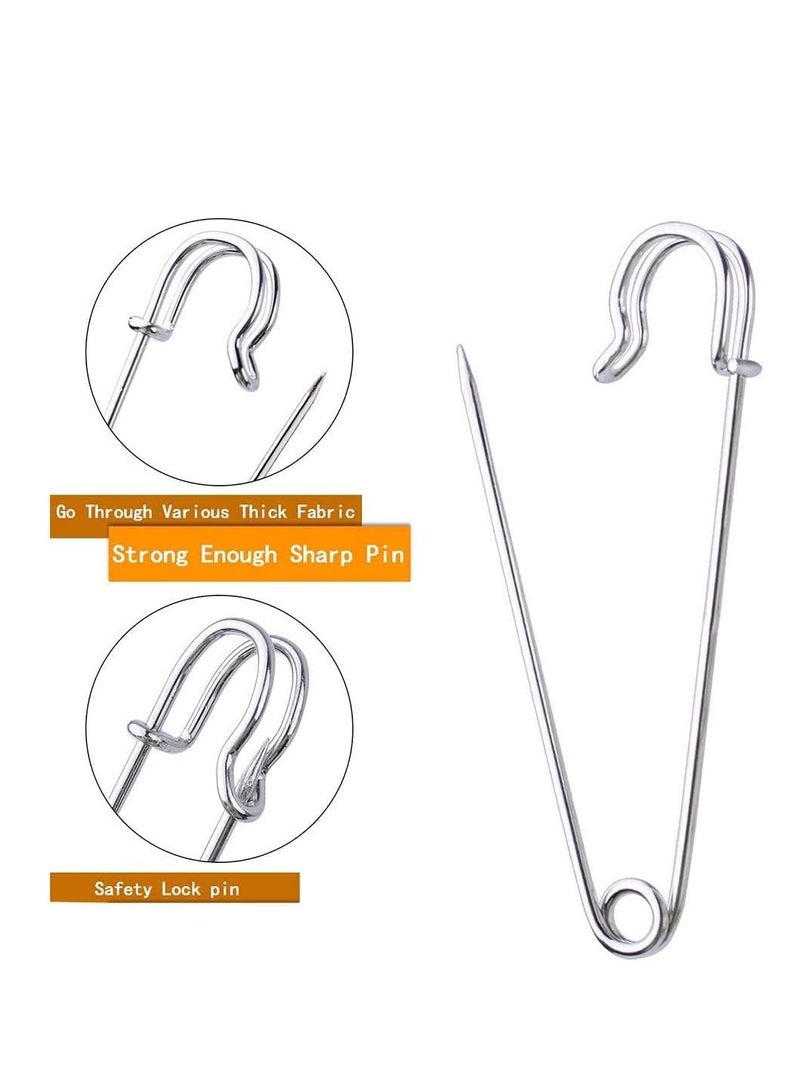 Premify Strong Safety Pins for Clothes, Large Safety Pins, 60 Pcs Heavy Duty Carpet Pins, 1.5, 1.8, & 2 Inch Kilt Pins, Stainless Steel Large Safety Pins for Blankets Crafts Skirts Kilts Brooch Making - Image 3