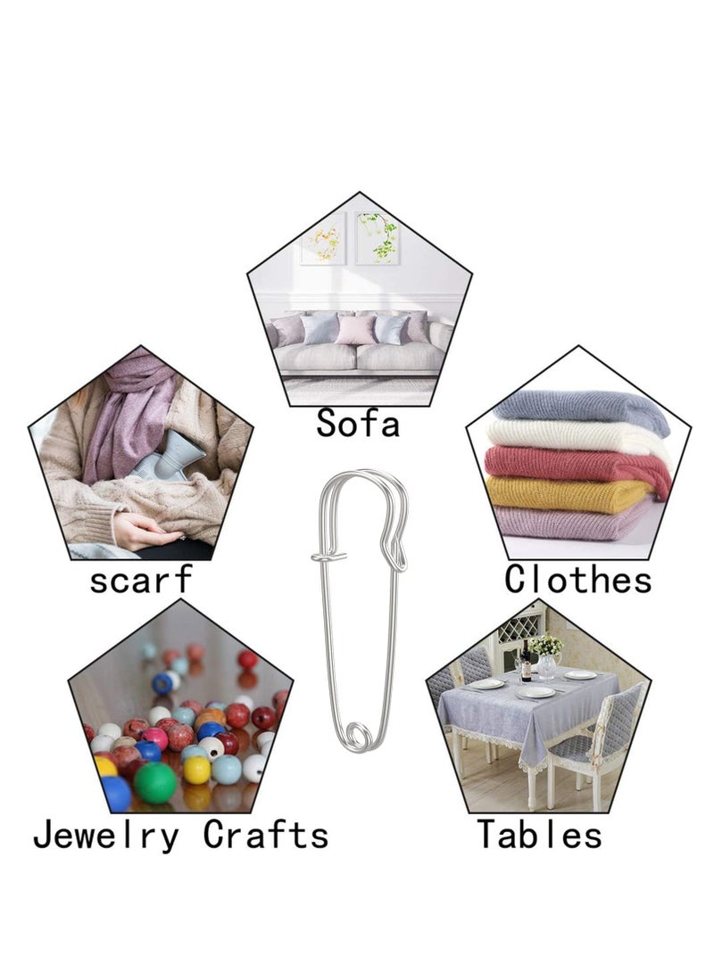 Premify Strong Safety Pins for Clothes, Large Safety Pins, 60 Pcs Heavy Duty Carpet Pins, 1.5, 1.8, & 2 Inch Kilt Pins, Stainless Steel Large Safety Pins for Blankets Crafts Skirts Kilts Brooch Making - Image 4