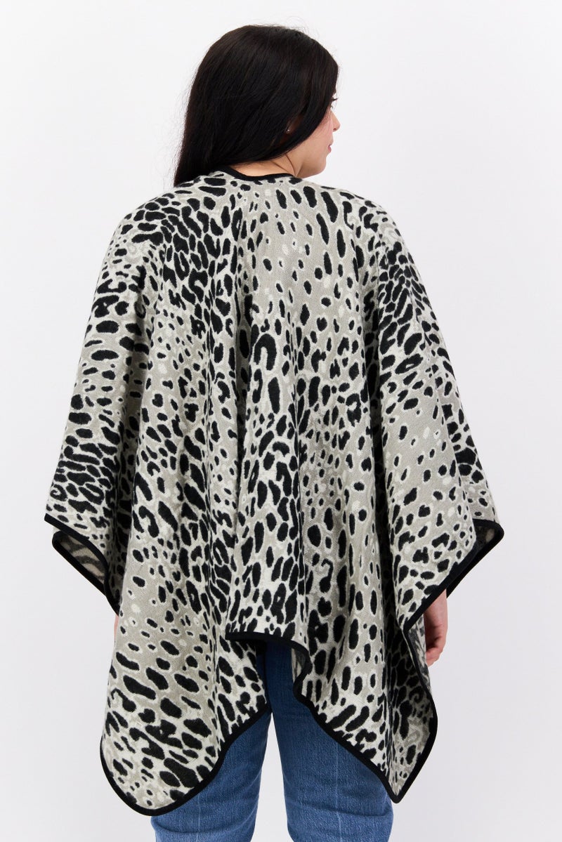Laundry by Shelli Segal Women Animal Print Poncho Sweater, Multicolor  - Image 2