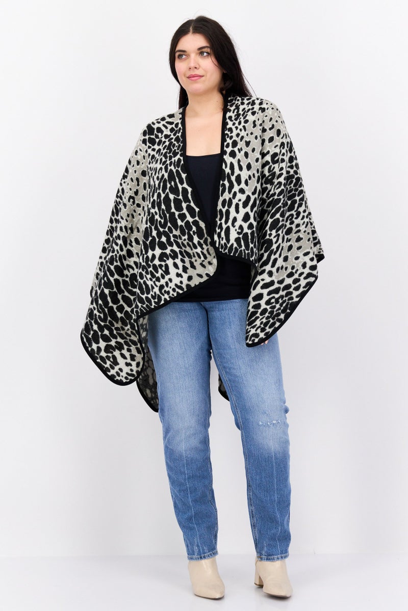 Laundry by Shelli Segal Women Animal Print Poncho Sweater, Multicolor  - Image 3