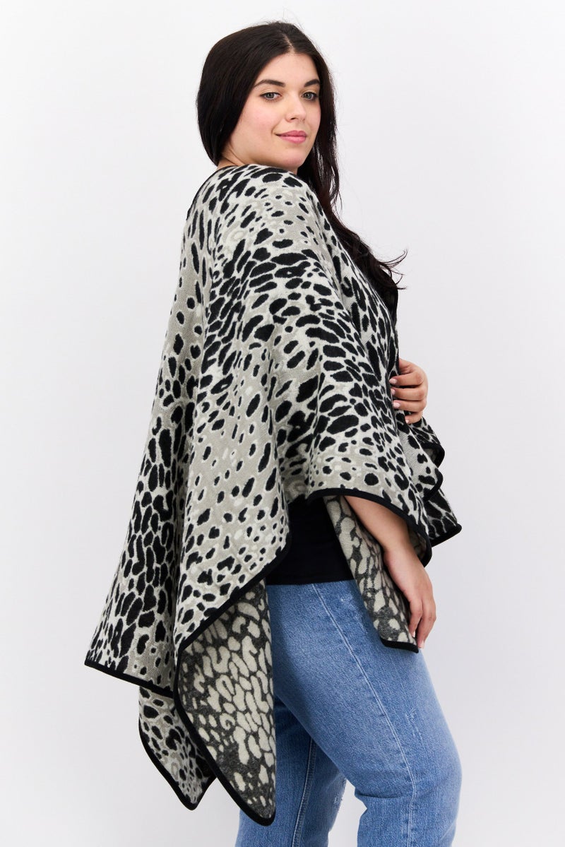 Laundry by Shelli Segal Women Animal Print Poncho Sweater, Multicolor - Image 1