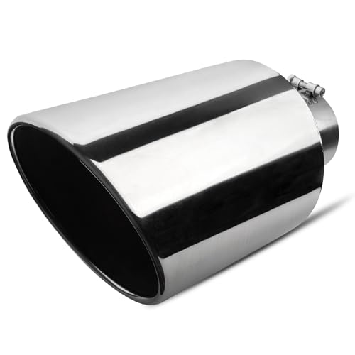 Vurkcy 5 inch Inlet Exhaust Tip, 10" Outlet 18" Overall Length Stainless Steel Exhaust Tail Pipe, Bolt-On, Rolled Edge, Slant Sleek Angle Cut, Polished Tailpipe, Silvery - Image 1