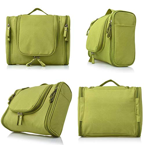 PETRICE Nylon Toiletry Bag for Women Makeup Pouch Waterproof Shower Wash Bag Cosmetic Organizer Case Travel Kit Pack with Hook (Green) - Image 2