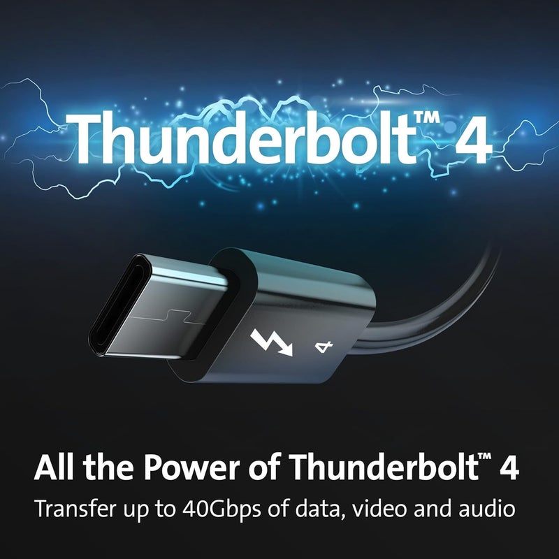 كينغستون محطة إرساء AD2010T4 Thunderbolt 4، شاشة مزدوجة 8K/4K، قارئ بطاقة Micro SD، توصيل طاقة 96 واط، منفذي HDMI، Ethernet، USB-C 3.2 و 4 منافذ USB-A (K34111EU) - Image 4