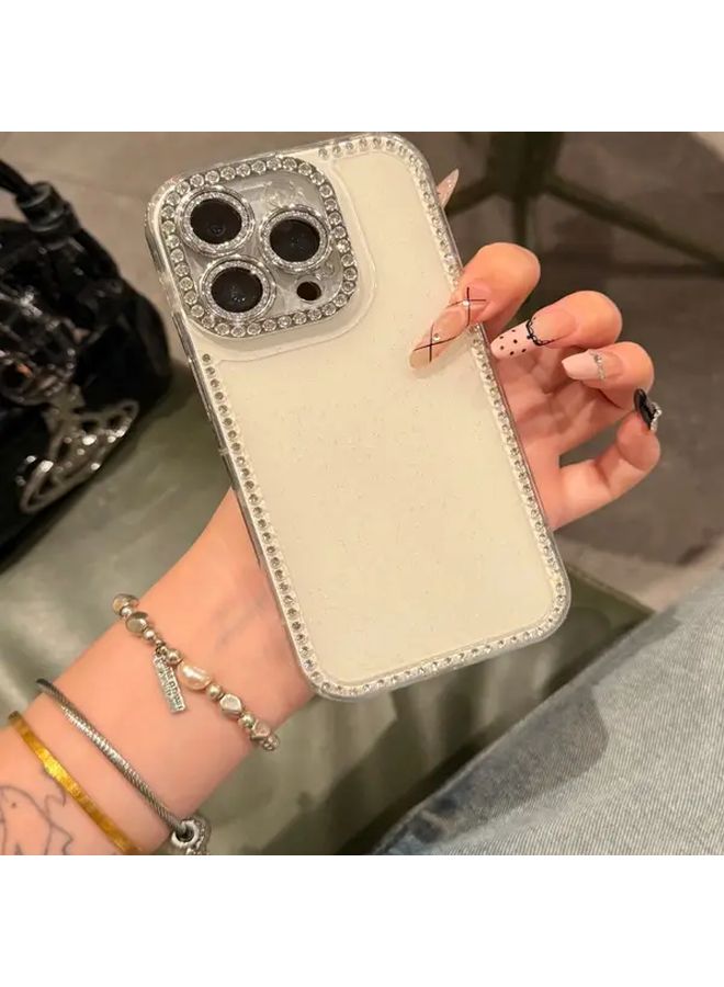 Light Blue Case For iPhone 15 With Crystal Frame And Convenient Photo Button - Image 3