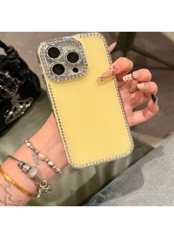 Light Blue Case For iPhone 15 With Crystal Frame And Convenient Photo Button - Image 1